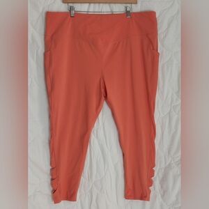 MTA Sport Activewear Womens size 3XL Leggings Stretch High Rise waist Coral Pink